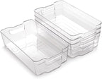 BINO | Stackable Storage Bins, X-Large - 4 Pack | THE STACKER COLLECTION | Clear Plastic Storage Bins | Organization Containers for Pantry & Fridge | Multi-Use Organizer Bin | BPA-Free