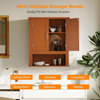 VINGLI Bathroom Wall Cabinet, Black Wall Mounted Storage Cabinet for Bathroom Over the Toilet, Medicine Cabinet with 2 Doors and 3-Height Adjustable Shelf & Open Shelf, Painted MDF, Space Saving