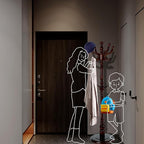 Coat Racks FreeStanding with 11 Hooks, Natural Wood Coat Rack with Solid Round Base, Adjustable Height Coat Racks, Easy Assembly for Hallway, Bedroom and Office (Walnut-Solid Round Base)