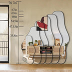 Irregular Frameless Mirror, 35.8"x17.7" Asymmetrical Tempered Glass Mirror, Modern Abstract Wall Mirrors for Living Room Bathroom Bedroom Hallway Entryway, Horizontal or Vertical Hanging