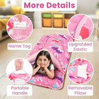 Toddler Nap Mat with Pillow and Minky Blanket, Large 55"x35" Sleeping Bag, Washable, Lightweight, Easy to Roll, Perfect for Preschool, Daycare, Kindergarten, Travel, Boys and Girls(Mermaid)