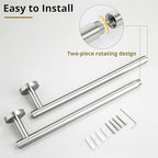 SAYAYO Towel Racks for Bathroom Brushed Nickel, 24 Inch Towel Bar Towel Rod Towel Holder Wall Mount SUS304 Stainless Steel (26 Inch Total Length)