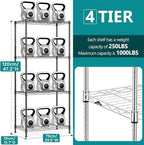 IZEUK 4-Tier Heavy Duty Steel Storage Shelves, Metal Shelf Wire Shelving Rack for Pantry, Kitchen, Garage, or Office Organization (29.5" W x 13.7" D x 47.2" H, 1000LBS, Black)