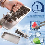 Stainless Steel Ice Cube Trays, Metal Ice Cube Trays for Freezer Vintage Inspired Design with Release Lever Remove Handle for Making Large Cubes Kitchen & Bar (2 pcs)