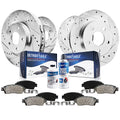 Detroit Axle - Brake Kit for 2011-2019 Ford Taurus Explorer 2012-2019 Flex, 2011-2012 Lincoln MKS, Drilled Slotted Brake Rotors
