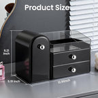 Makeup Organizer,Vanity Organizer with Makeup Brush Holder,Large Skincare Organizers with Drawers,Bathroom Countertop Organizer,Storage Lipstick,Perfume,Nail Polish,Beauty,Gifts for Woman