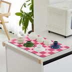 Ohocut Checkered Dish Drying Mat for Kitchen Counter, Coffee Bar Station Accessories, Retro Cute Girly Pink Aesthetic Modern Absorbent Drainer Mat Kitchen Drying Mat Easy Clean, Hot Pink 16" x 24"