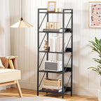 HOOBRO Bookshelf, 5-Tier Industrial Bookcase, Book Shelf Storage Organizer