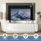 TV stand for 65'' TV , Media Console Table with Storage Cabinet, Spiral Wave Design,Low Profile Credenza for Living Room,Entertainment Center Television Stand with Curved Corner for Bedroom White