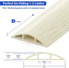 Floor Cord Cover 4ft, White Oak Wood Cord Hider Floor Hide Extension Cords, PVC Cable Management Cover, Cable Protector Wire Cavity W0.6in x H0.32in