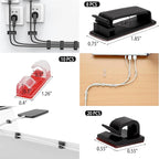 604 Pcs Cable Management Kit, 4 Cord Organizer Sleeve, 7 Cable Holder, 38 Adhesive Cord Clips, 40 Pcs+5 Roll Cable Organizer Straps 200 Cable Ties 300 Cable Wire Clips for PC TV Under Desk