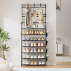 OYREL Shoe Rack 7 Tier Shoe Organizer Storage 21-28 Pairs Closet Shoes Rack for Front Door Entrance Shoe Rack Organizer with Hooks Side Pocket Entryway Large Capacity Shoe Shelf Tower Garage