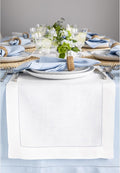 Solino Home Linen White Table Runner 60 Inches - Classic Hemstitch, 100% Pure Linen Coffee Table Runner 14 x 60 Inch Ideal for Dresser Tables - Christmas, Holiday, New Year