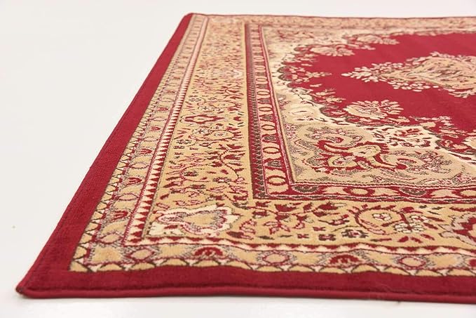 Unique Loom Reza Collection Traditional Persian Style Area Rug, Square 8' 0" x 8' 0", Burgundy/Ivory