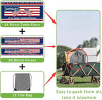 250th Anniversary America Flag Picnic Table Cover with Bench Covers Camping Essentials 250 USA Flag 1776-2026 Waterproof Fitted Camping Tablecloth Cover with Elastic Edge for Outdoor 3 PCS 30x96 Inch