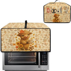 Toaster Oven Dust Cover Dustproof Convection Microwave Ovens Cover Stain-resistant Small Countertop Appliance Protector, L, Highland Cow Coffee Sunflower Fall Decor