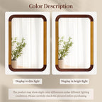 Bathroom Mirror 24 x 36 Inch,Brown Wood Rustic Rectangle Tempered Wall Mirror with Wood Frame,Round Corner Farmhouse Wooden Vanity Mirror for Living Room,Entryway or Bedroom（Walnut Brown）