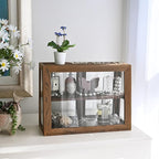 MOOCA Wood and Glass Display Case, Double Door