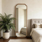 WallBeyond Farmhouse Full Length Mirror with Stand 22x65 Inch, Wooden Frame Floor Mirror,for Bedroom, Entryway, Living Room(Natural)