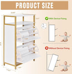VECELO Shoe Storage Cabinet with 2 Flip Drawers for Entryway, Modern Slim Hidden Freestanding Organizer with Metal Legs for Hallway, Living Room, Large Capacity, Suit for Size to 11, White