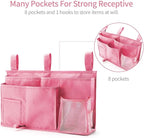 Bseash Bunk Bed Organizer, Bedside Caddy Hanging Bed Organizer Storage Bag 8 Pockets, for College Dorm Rooms Bed, Hospital Bed, Baby Bed Rails, 600D Oxford Cloth (Pink)