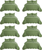 IR Imperial Rooms 8 Pack Quilt King Size Bedding (106" x 96") - Bulk Wholesale for Hotels, Guest Bedroom & Airbnbs - Lightweight Microfiber Reversible Embossed Quilts Bedspread (Olive Green)