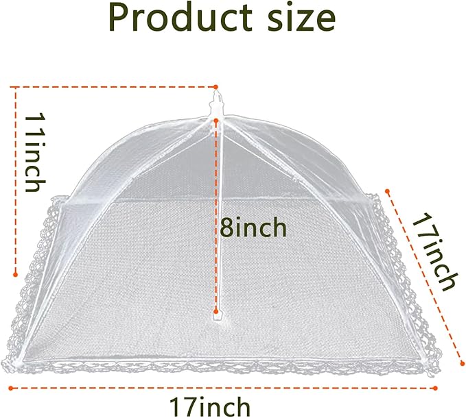 5 PACK Food Covers for Outside Mesh,Picnic Essentials - 17x17in Mesh Food Tent with Net Screen Dome Design to Protect Food - Reusable Portable Cover for Picnic BBQ Backyard Camping Accessories
