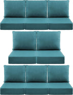 Luxury 6" Outdoor Cushions for Patio Furniture, 24x24x6" Thick Seat Cushion Set of 8, Fade Resistant Couch Chair Replacement Cushions High Density Deep Wicker Chair Cushion w/ Removable Cover, Green