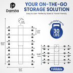 DAMITA Skirt Pants Hangers with Clips Space Saving Hanging Closet Organizer 6 Tiers Hanger with 360° Swivel Hook, Finger-Safe Design- College Dorm Room Apartment Essentials 2-Pack