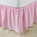 Pink Wrap Around Bed Skirts with 16" Drop - Three Sides Fabric Adjustable Elastic Dust Ruffle Silky Soft -600 TC Stretchy Bed Skirt-Queen(60"X 80") Pink