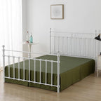 Full Bed Skirt - Full Size Bed Skirt 14 Inch Drop with Split Corners, Pleated Waffle Weave Bed Skirt, Tailored Dust Easy Fit, Machine Washable (Green, Full - 14" Drop)