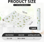 RAY STAR 12X120 Inch Shelf Liner for Kitchen Cabinets, Non-Adhesive Cabinet Liner Washable, PVC Drawer Liner for Dresser Non-Slip Bathroom (Green-Floral)(1 Roll)