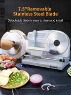 Meat Slicer, 200W Electric Food Slicer with 2 Removable 7.5" Blades