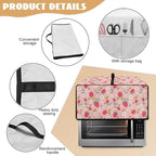 Pink Strawberry Cherry Blossom Print Microwave Oven Dust Cover Toaster Oven Cover Foldable Polyester-Linen Fabric Small Appliance Dust Covers Suitable for Most Microwave Ovens, S