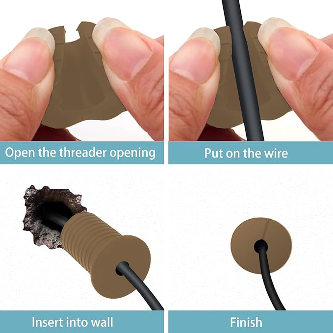 2 Pcs Starlink Cable Routing Kit for 1 Inch Wall Hole, Brown Silicone Wall Grommet for Ethernet Cable, Perforated Cable Punch Grommet, Starlink Accessories
