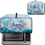 Microwave Oven Dust Cover Air Fryer Toaster Oven Protector with Storage Pockets, Stain-resistant for Small Appliances, M, 16.5 x 20.5 x 10 Inches, Sea Turtle Coral Reef Blue