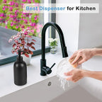 Natheeph 14OZ Ceramic Soap Dispenser Ceramic Soap Pump Dispenser Can Fill Liquid for Bathroom/Kitchen (Black)