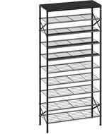 10-Tier Tall Shoe Rack Organizer Shoe Storage for Entryway 30-40 Pairs Metal Shoe Rack for Closet Heavy-Duty Shoe Rack with Wooden Top Shelf for Garage Black