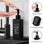 Hand Soap Dispenser, Matte Black Soap Dispenser for Bathroom, Glass Hands Liquid Dispenser with Pump, Farmhouse Soap Bottle Dispenser, Refillable Soap Bottle for Bathroom Decor, 12.3fl oz