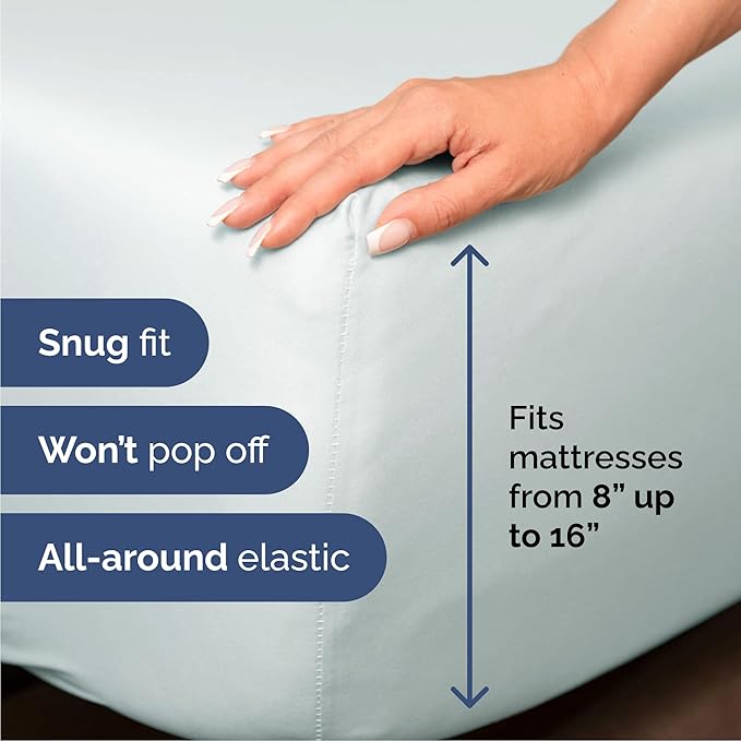 Cal King Size 4 Piece Sheet Set - Comfy Breathable & Cooling Bed Sheets Set - Hotel Luxury Bedding for Women, Men, Kids, Teens, Boys & Girls - Deep Pockets, Soft, Wrinkle Free - Oeko-Tex - Ice Blue