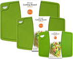 Liflicon Silicone Thick Cutting Boards Mats Set of 3 Foldable & Flexible Design Juice Grooves Easy Grip Handle Dishwasher Safe for Kitchen,BPA free Silicone Cutting Board-Green