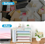 AUPSEN Desk Organizers and Accessories, 5-Tier Desktop Paper File Organizer with Removable File Holder, Desk Accessories & Workspace Organization for Home Office Supplies (White)