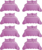 IR Imperial Rooms 8 Pack California King Quilt Bedding Set (118"x106") - Bulk Wholesale for Hotels, Guest Bedroom & Airbnbs - Lightweight Microfiber Reversible Embossed Quilts Bedspread (Purple)