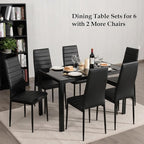 NAFORT Dining Table Set for 4, 48.5" Rectangle Tempered Glass Kitchen Room Table