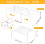 AmaQueen 2 Pcs Expandable Shelf Organizers for Cabinet Closet Cupboard, Adjustable Fridge Shelves Freezer Rack Refrigerator Single Shelf, Extender Plate Shelf for Kitchen (White)
