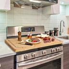 30 x 20 Extra Large Bamboo Cutting Board for Kitchen, Cutting Board Stove Top Cover, Butcher Block Chopping Board with Handle and Juice Groove, Large Charcuterie Board Over the Sink