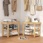 NEWBULIG Shoe Rack Bench, 3-Tier Bamboo Shoe Organizer, Wooden Entryway Storage Bench, 286 lb Load Capacity, 11.2x19.7x17.9 Inches, for Entryway Bathroom Bedroom Balcony, Wood