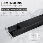 Delamu 236in Cord Hider, One-Wire Cord Covers for Wires on Wall, Easy-to-Install Cable Hiders for Mounted Tv, Cable Management Kit, Cable Raceways, W0.59 H0.4in, Black