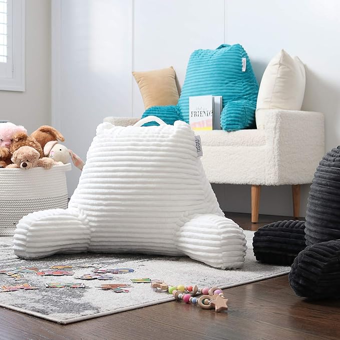 Hearth & Harbor Reading Pillow for Bed Adult – Back Pillow for Sitting in Bed, Standard Bed Pillows for Sitting Up in Bed, Foam Bed Chair Pillow, White Bed Rest Pillow
