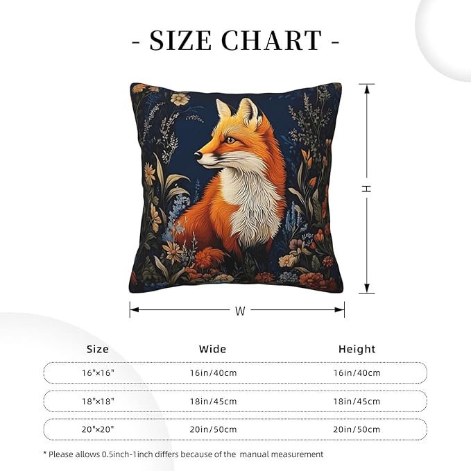 William Morris Abstract Vintage Floral Fox Design 18x18 inches Throw Pillow Covers Square Pillowcases Decor for Bed Couch Sofa Living Room Cushion Covers